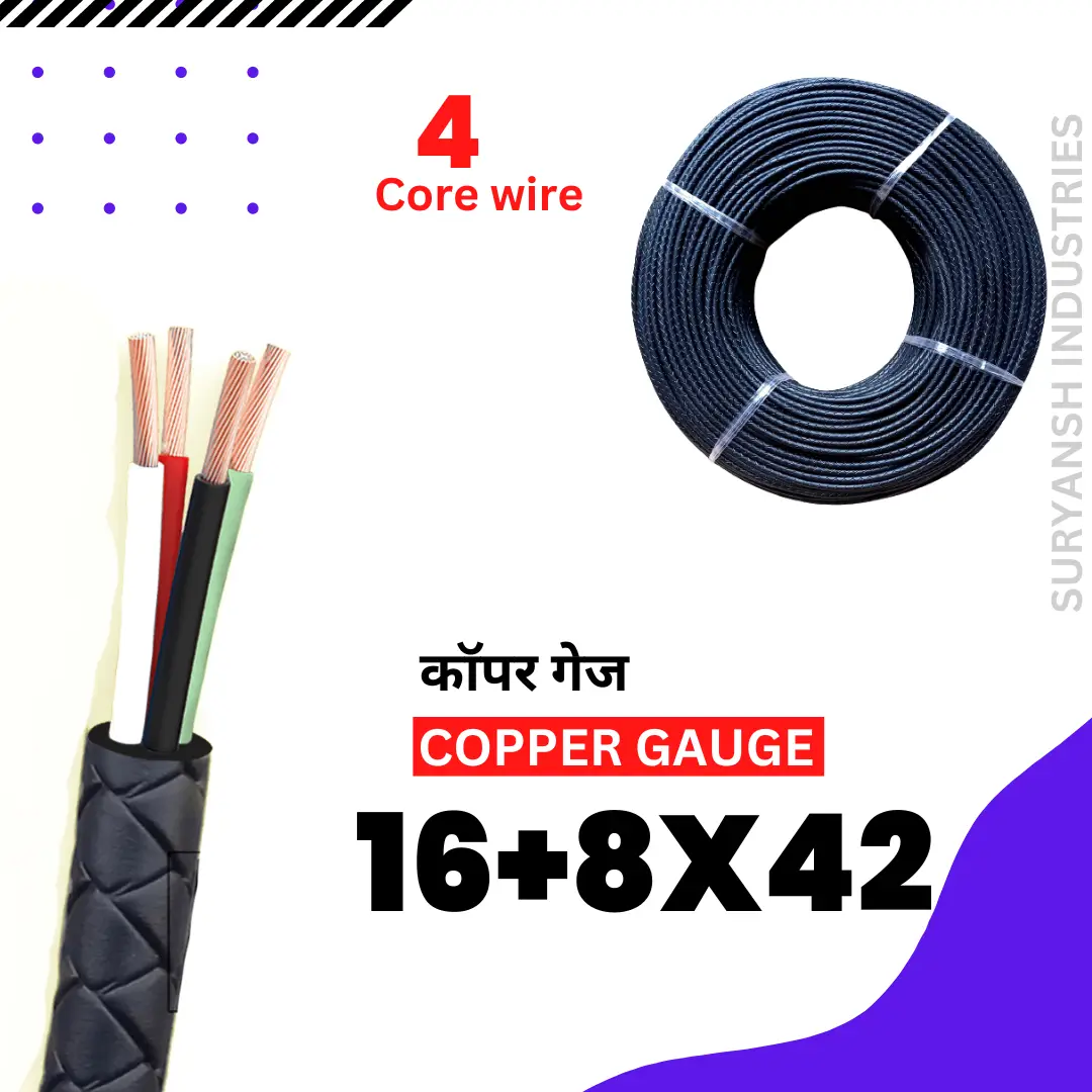 4-Core-Black-Color-Data Cable Wires -_-Copper-Gauge-168X42-_-4-mm